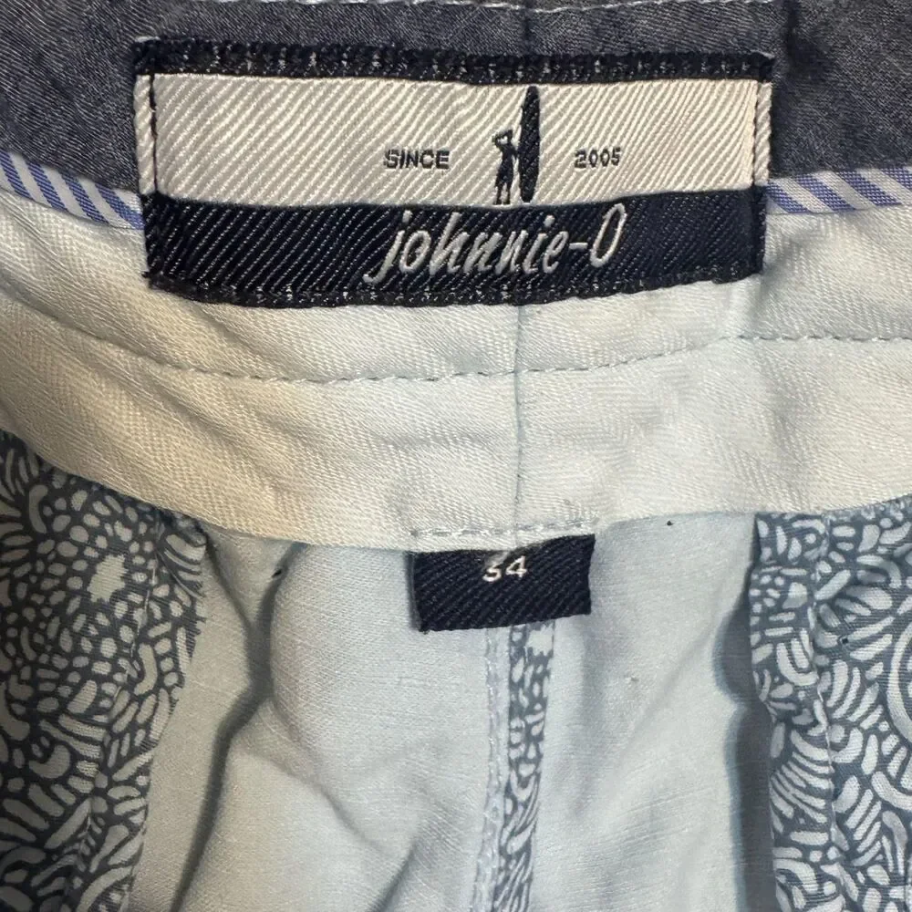 johnnie-O Shorts Mens 34 Light Blue Haze Cotton Linen Blend‎ Chino NWT Casual